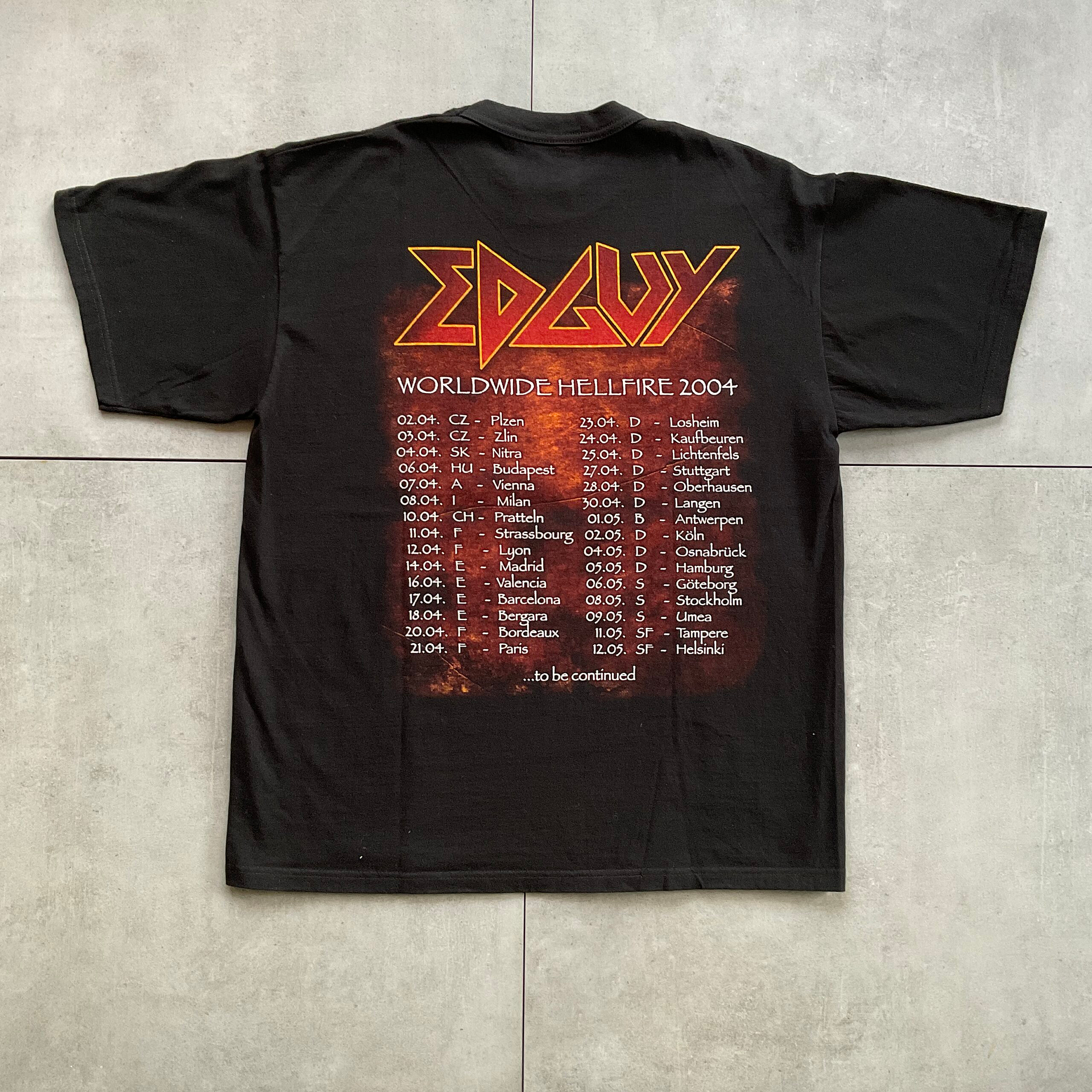 2004 Edguy Worldwide Hellfire Tour T-Shirt - Restored Vintage